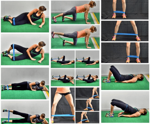 Une série d'exercices de gymnastique matinale à l'aide d'un groupe de fitness